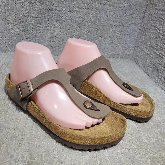 Birkenstock Gizeh Size EU 39 L8 M6 US R Brown Birko Flor Flip Flop thong Sandals