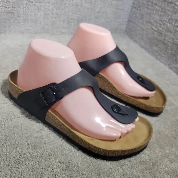 Birkenstock Gizeh Size EU 40 L9 M7 US R Black Birko-Flor Flip Flop thong Sandals