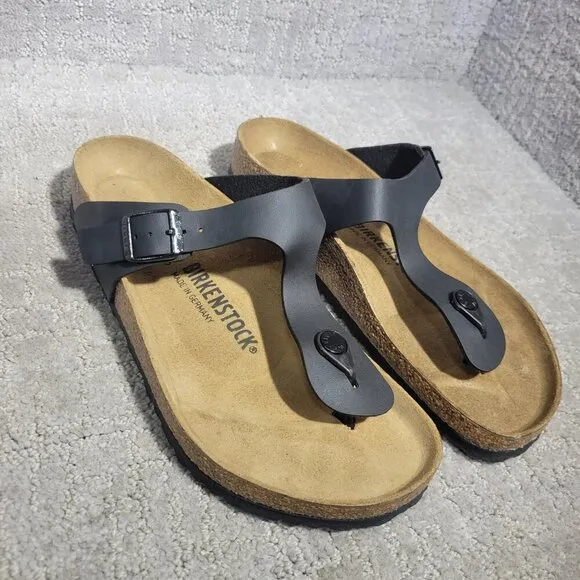 Birkenstock Gizeh Size EU 40 L9 M7 US R Black Birko-Flor Flip Flop thong Sandals