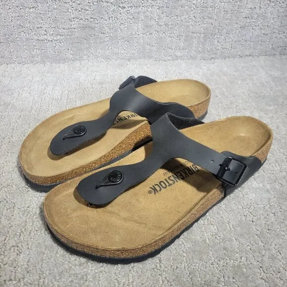 Birkenstock Gizeh Size EU 40 L9 M7 US R Black Birko-Flor Flip Flop thong Sandals