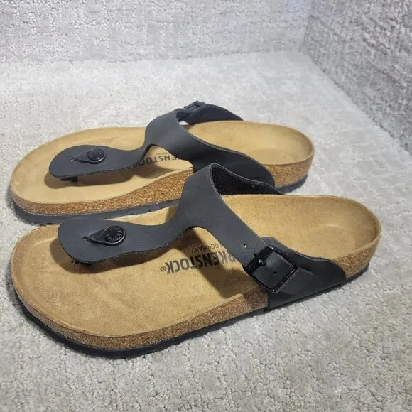 Birkenstock Gizeh Size EU 40 L9 M7 US R Black Birko-Flor Flip Flop thong Sandals