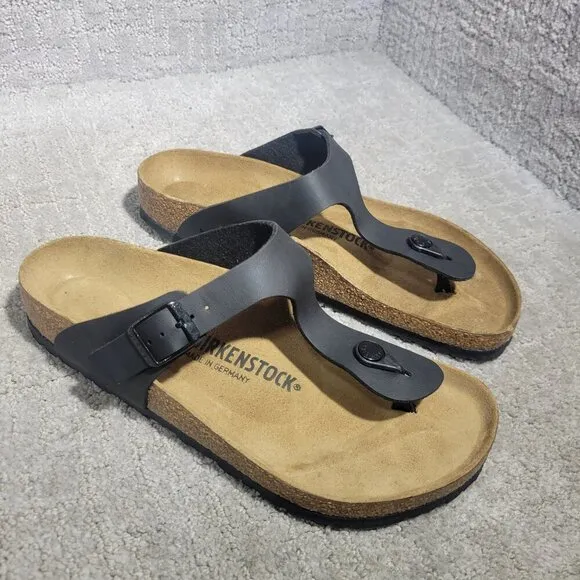 Birkenstock Gizeh Size EU 40 L9 M7 US R Black Birko-Flor Flip Flop thong Sandals