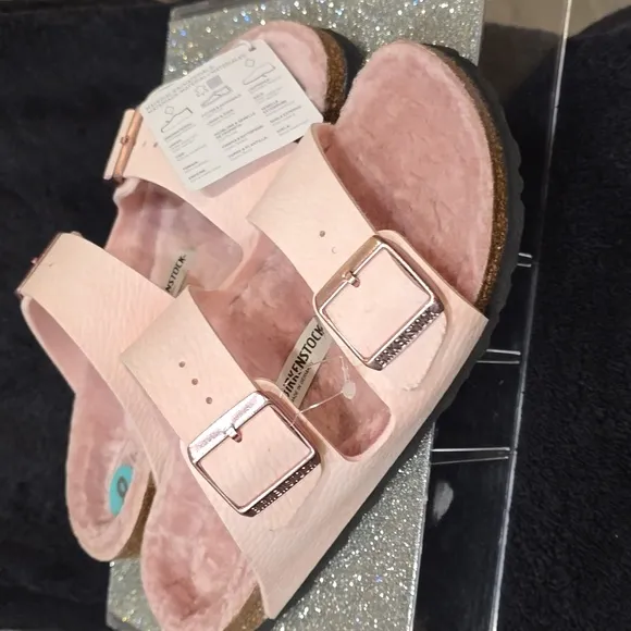 Birkenstock Microfiber Shearling Sandal- Desert Dust Light Rose