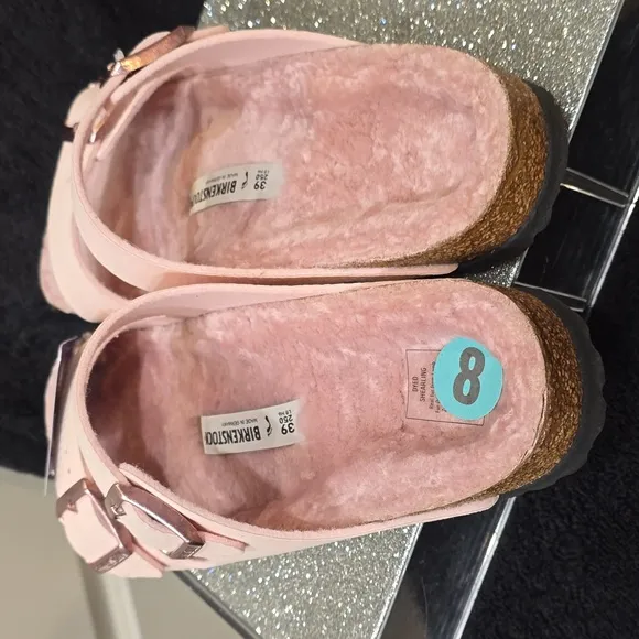Birkenstock Microfiber Shearling Sandal- Desert Dust Light Rose