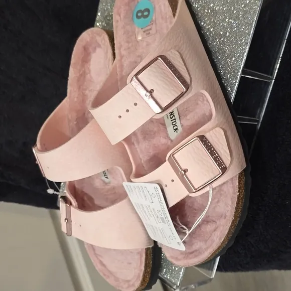 Birkenstock Microfiber Shearling Sandal- Desert Dust Light Rose