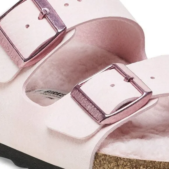 Birkenstock Microfiber Shearling Sandal- Desert Dust Light Rose