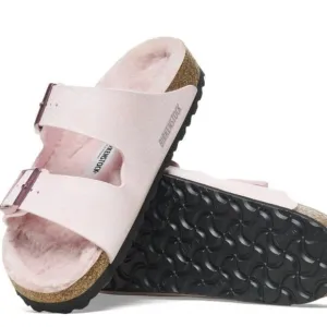 Birkenstock Microfiber Shearling Sandal- Desert Dust Light Rose