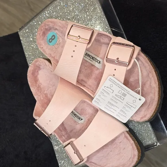 Birkenstock Microfiber Shearling Sandal- Desert Dust Light Rose