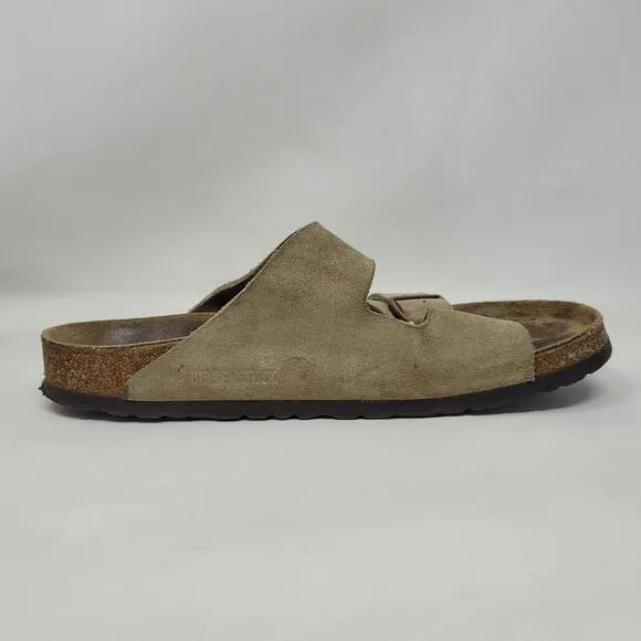 Birkenstock Sandals Mens EU42 US9.5 Arizona Beige Suede Slides Comfort Slip On