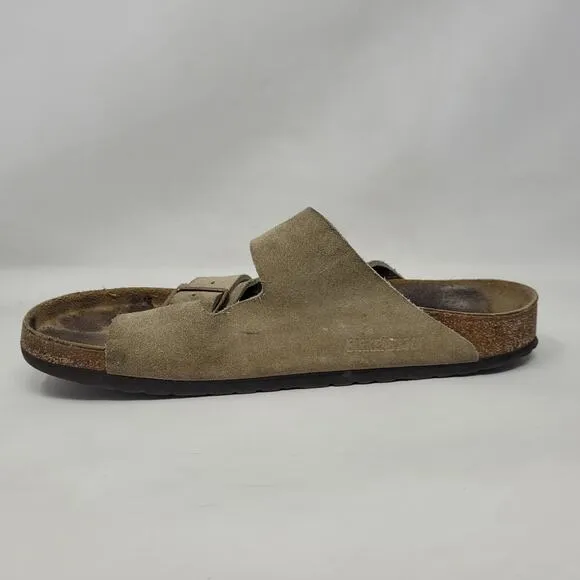 Birkenstock Sandals Mens EU42 US9.5 Arizona Beige Suede Slides Comfort Slip On