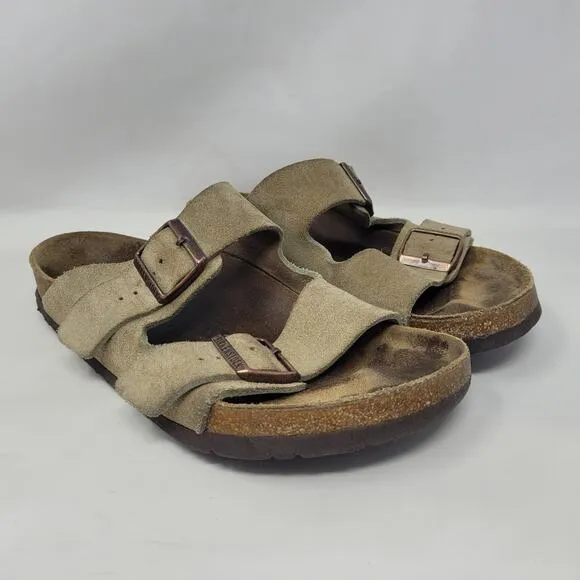 Birkenstock Sandals Mens EU42 US9.5 Arizona Beige Suede Slides Comfort Slip On