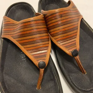 Birkenstock Tatami Brown Thong Leather Comfort Sandals Size 10 - 10 1/2  EU 41