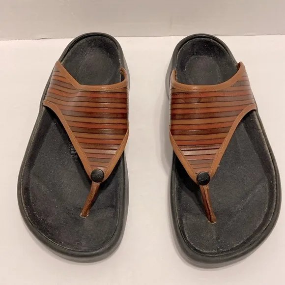 Birkenstock Tatami Brown Thong Leather Comfort Sandals Size 10 - 10 1/2  EU 41