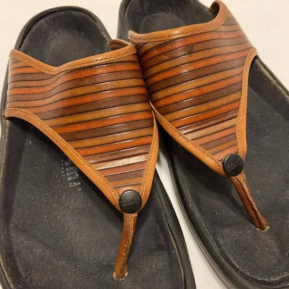 Birkenstock Tatami Brown Thong Leather Comfort Sandals Size 10 - 10 1/2  EU 41