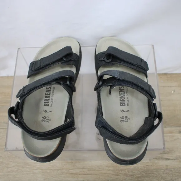 Birkenstock Womens 5/36 Kalahari Sandals Birko-Flor Futura Black Comfort Flats
