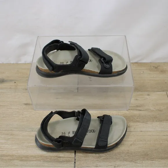 Birkenstock Womens 5/36 Kalahari Sandals Birko-Flor Futura Black Comfort Flats