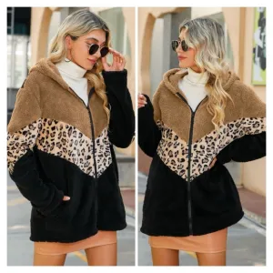 Black Leopard Color Block Jacket