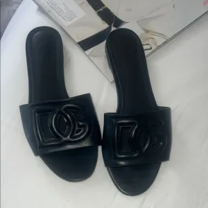 Black Logo Slide Sandals