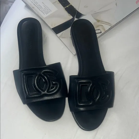 Black Logo Slide Sandals