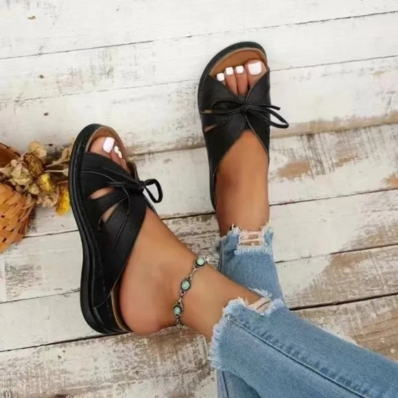 Black Peekaboo Open Toe Sandals