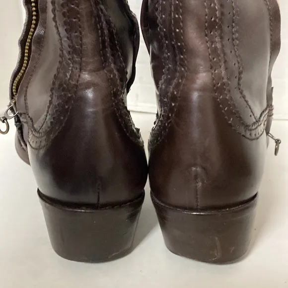 Blay Made In Spain Tall Brown Leather Wingtip Boots Sz 40 Women’s