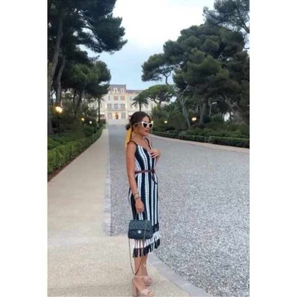 Blogger Fav Zara Navy Striped Crochet Midi Dress Blogger Fave
