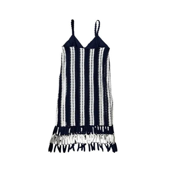 Blogger Fav Zara Navy Striped Crochet Midi Dress Blogger Fave