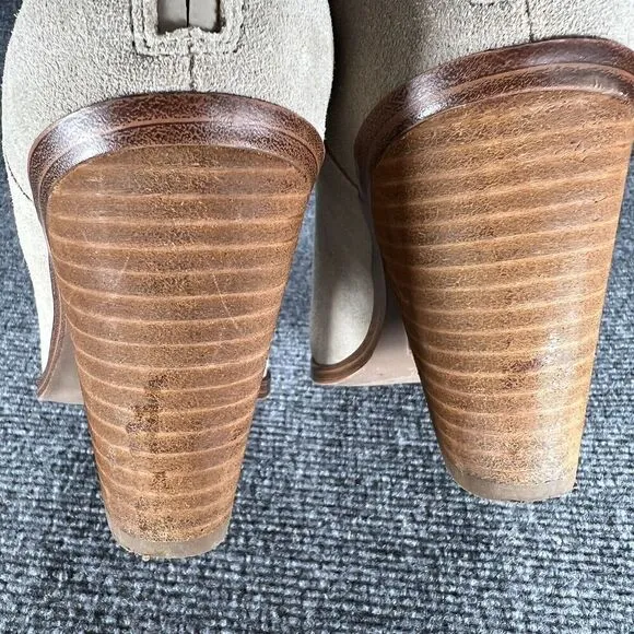 Blondo Booties Wanda Ankle Boots Womens 7.5 Taupe Suede Leather Waterproof Shoes