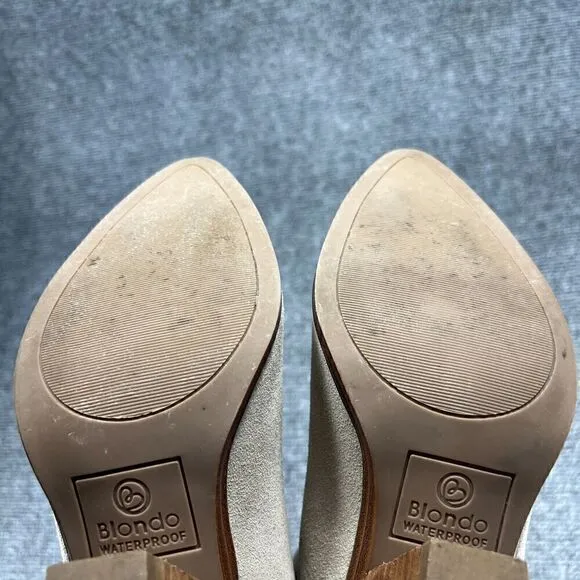 Blondo Booties Wanda Ankle Boots Womens 7.5 Taupe Suede Leather Waterproof Shoes