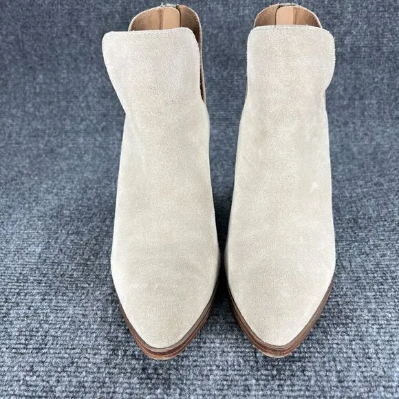 Blondo Booties Wanda Ankle Boots Womens 7.5 Taupe Suede Leather Waterproof Shoes