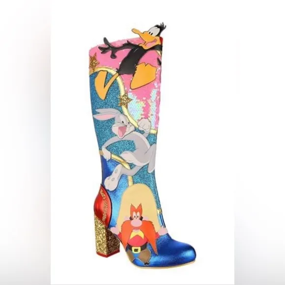 BNIB brand new Irregular Choice Looney Tunes Running Around Tall Heel Boots WB