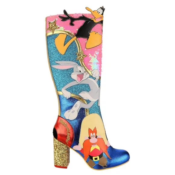 BNIB brand new Irregular Choice Looney Tunes Running Around Tall Heel Boots WB