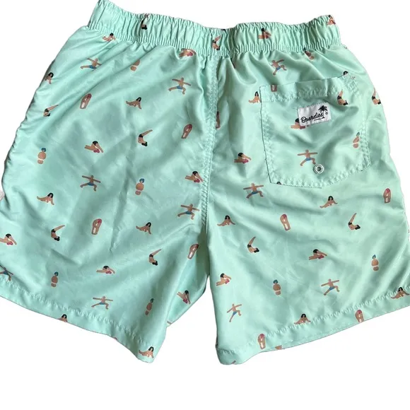 BOARDIES MINT GREEN YOGA PATTERN SWIM TRUNKS WITH POCKETS AND LINING SIZE M