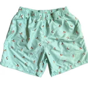 BOARDIES MINT GREEN YOGA PATTERN SWIM TRUNKS WITH POCKETS AND LINING SIZE M