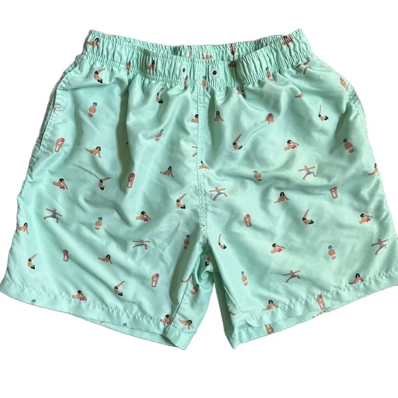 BOARDIES MINT GREEN YOGA PATTERN SWIM TRUNKS WITH POCKETS AND LINING SIZE M