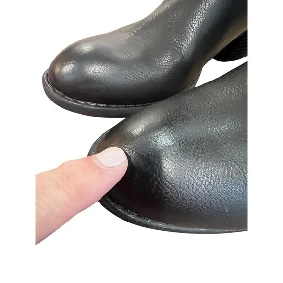 BOC Born Black Tall Leather Boots Women's Sz 9.5 M Side Zip Riding Leather Suede