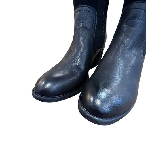 BOC Born Black Tall Leather Boots Women's Sz 9.5 M Side Zip Riding Leather Suede