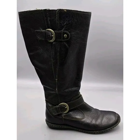 BOC Women's Size 7 M Barbana Born Concept Tall Brown Leather Riding Moto Boots