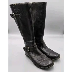 BOC Women's Size 7 M Barbana Born Concept Tall Brown Leather Riding Moto Boots