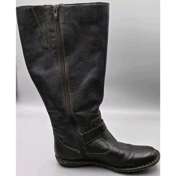 BOC Women's Size 7 M Barbana Born Concept Tall Brown Leather Riding Moto Boots