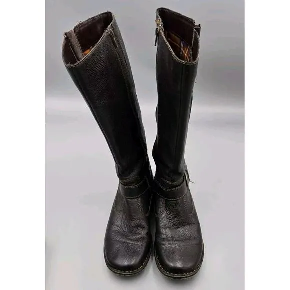 BOC Women's Size 7 M Barbana Born Concept Tall Brown Leather Riding Moto Boots