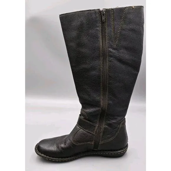 BOC Women's Size 7 M Barbana Born Concept Tall Brown Leather Riding Moto Boots