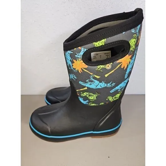 Bogs‎ Classic II Dinosaur Kid's Rain Boots, Black Multi, K2 Size Youth 5
