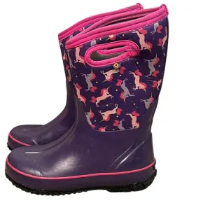 Bogs Unicorn Boots Girls 5 Purple Pink Insulated Neoprene &amp; Rubber Waterproof
