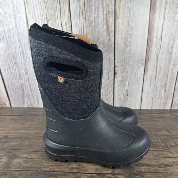 Bogs York Solid Insulated Rain Boots Kids Neo Classic Size 12 Black (NWT)
