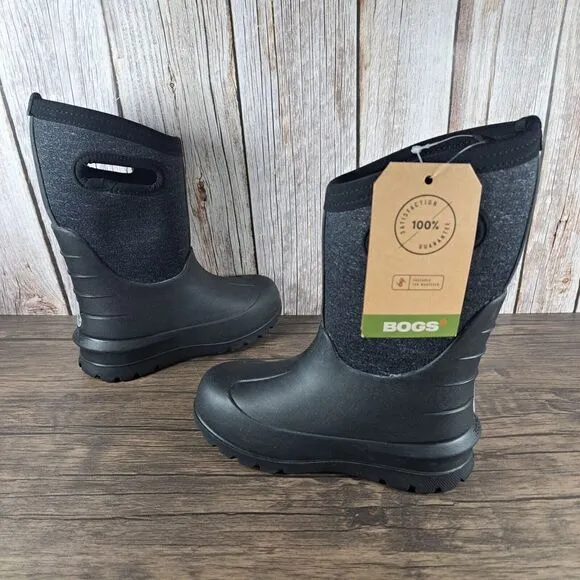 Bogs York Solid Insulated Rain Boots Kids Neo Classic Size 12 Black (NWT)