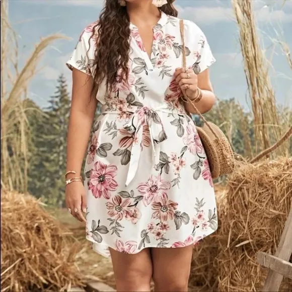 😎Boho floral print mini dress