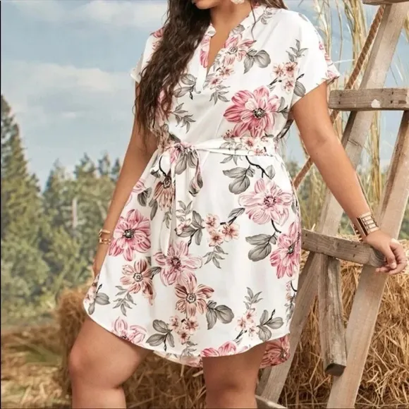 😎Boho floral print mini dress