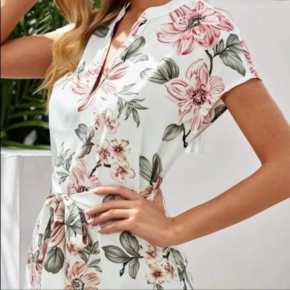 😎Boho floral print mini dress