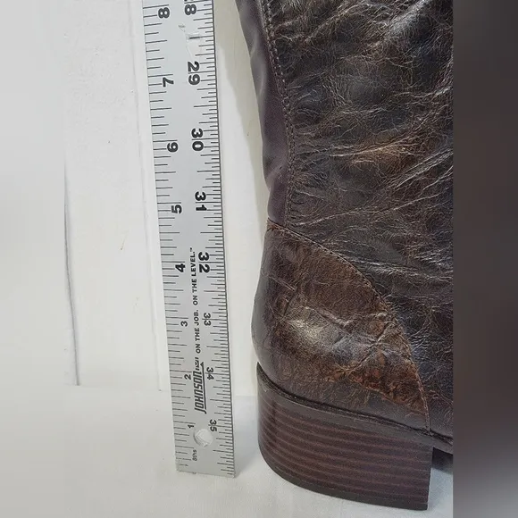 Born Crown Roxie Brown Distressed Crackle Tall Leather Riding Boots Size…